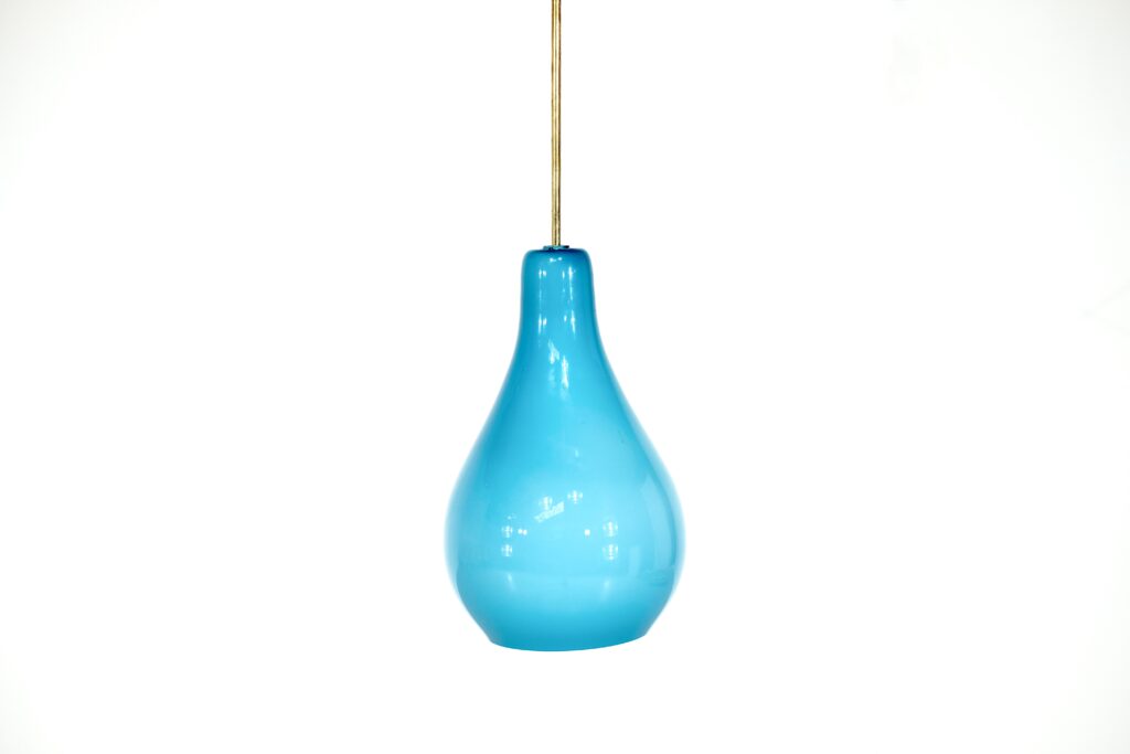 Suspension Italienne en opaline bleue - 1960