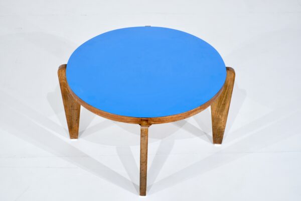 Petite table basse ou table d'appoint en bois laqué Bleu - 1950s