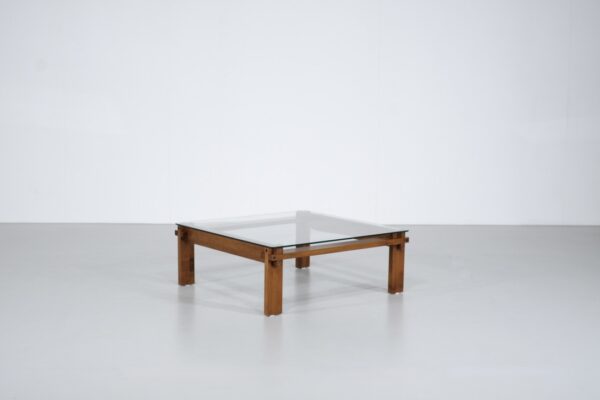 Table basse carrée en Chêne, Italie - 1970s
