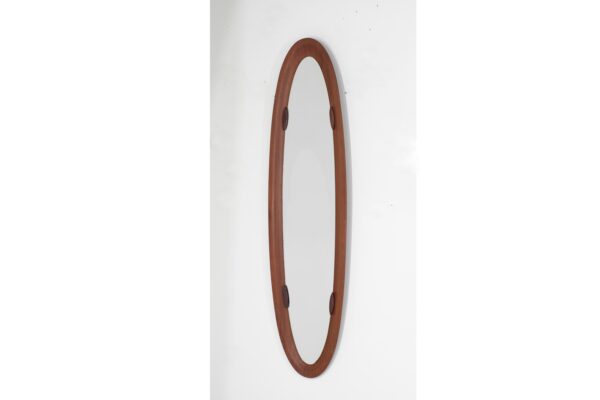 Miroir oval en bois, Italie - 1960s