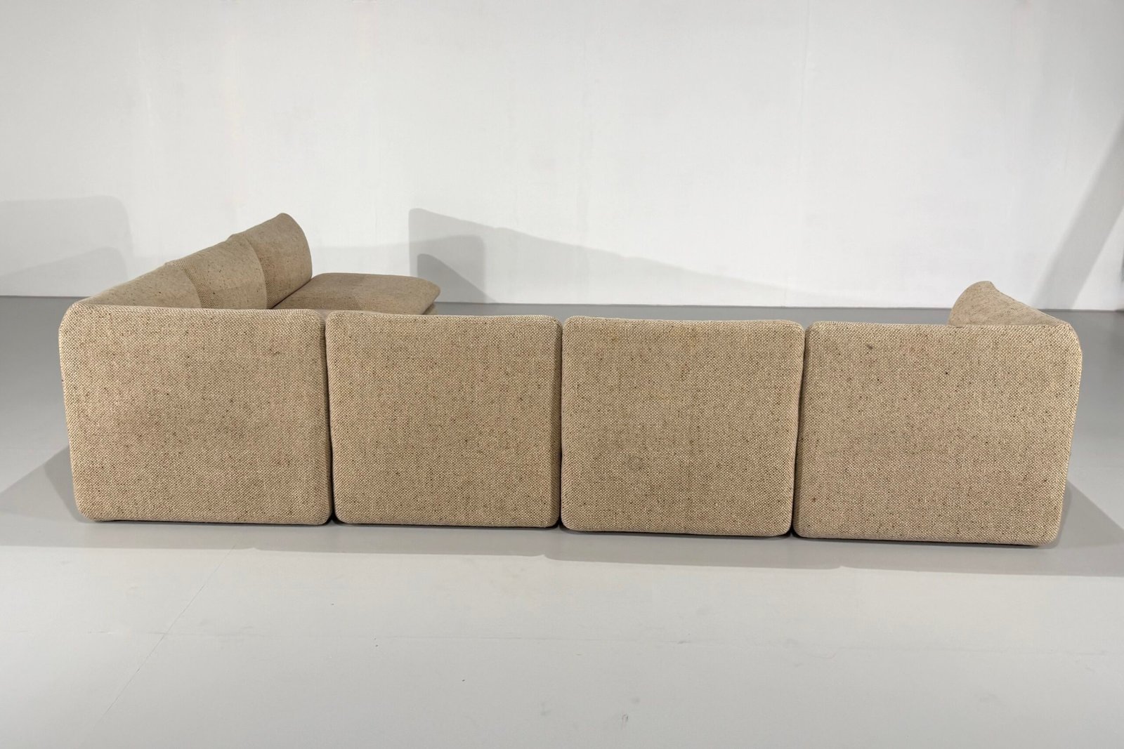 Canapé modulaire en tweed beige par Strafor, France - 1980s – Image 3