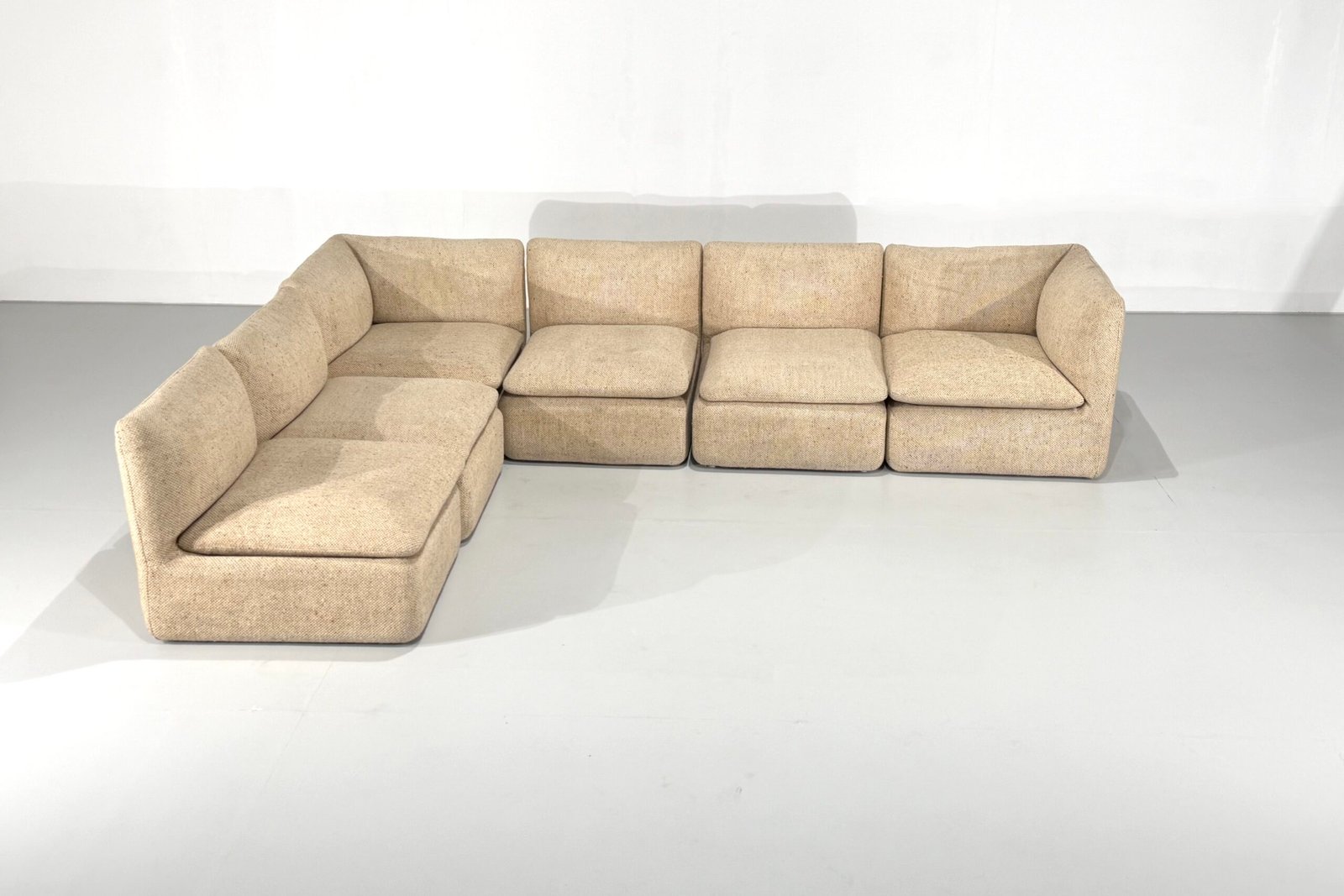Canapé modulaire en tweed beige par Strafor, France - 1980s – Image 4