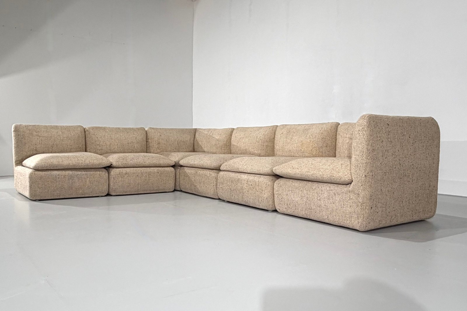 Canapé modulaire en tweed beige par Strafor, France - 1980s – Image 6