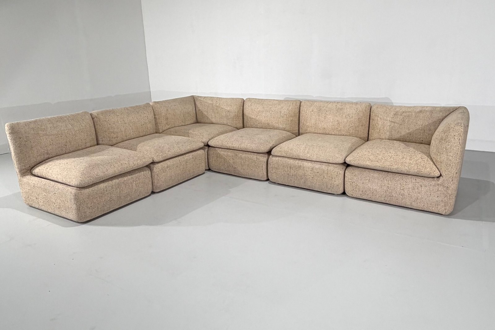 Canapé modulaire en tweed beige par Strafor, France - 1980s – Image 7