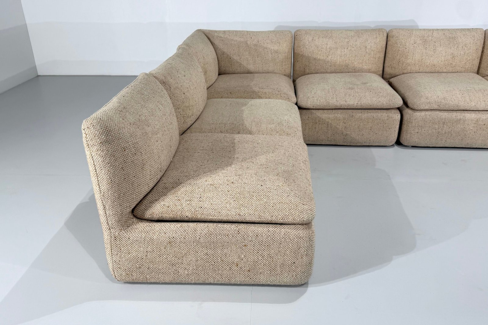 Canapé modulaire en tweed beige par Strafor, France - 1980s – Image 8